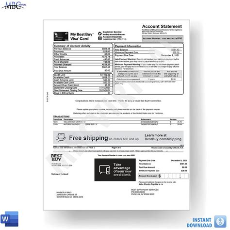 Best Buy credit card statements